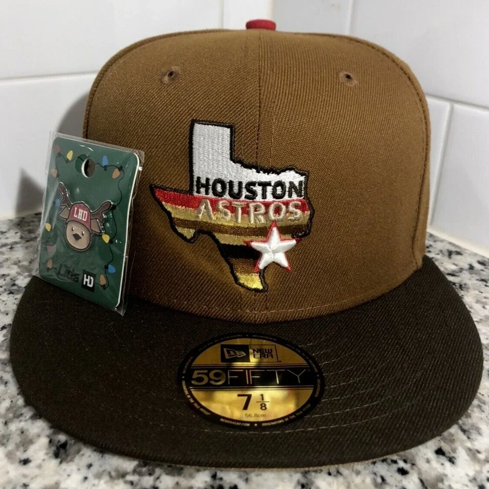 Houston Astros New Era Lids Hat Drop Reindeer Pack 59FIFTY Fitted Hat Size 7 1/8
